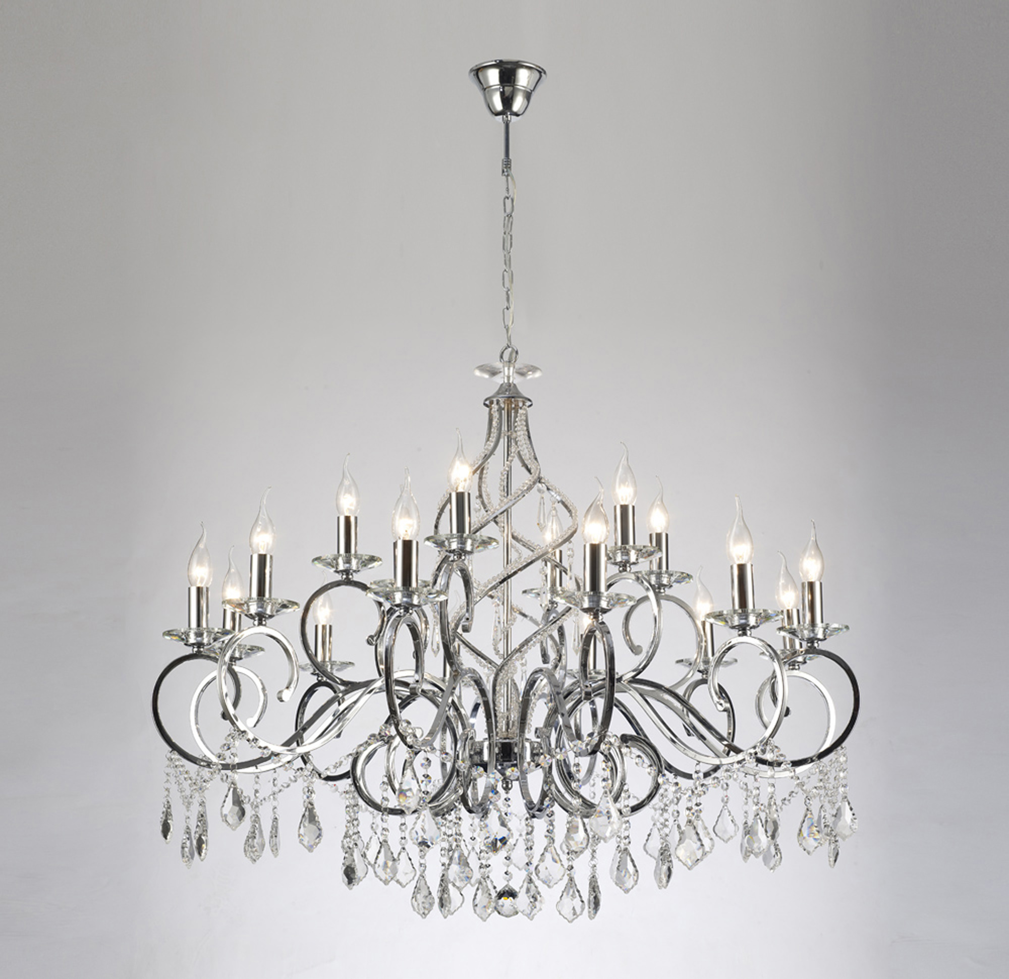 IL303112+6  Torino Crystal Chandelier 18 Light (16.5kg) Polished Chrome